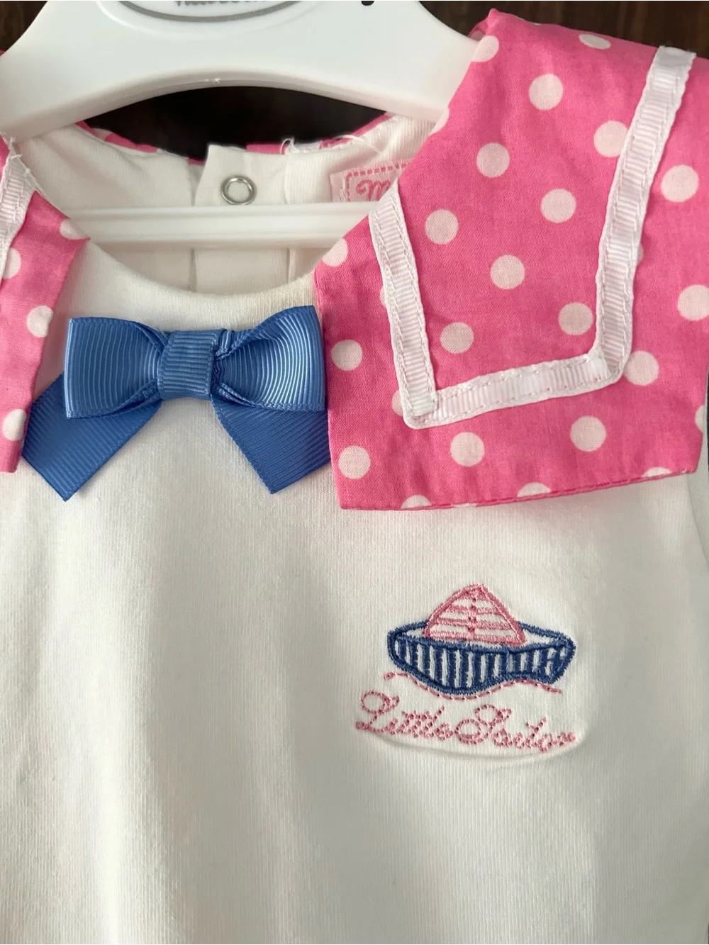 NWT Mayoral Pink Polka White Dot Little Sailor One-Pc Summer Outfit Sz 12 Months